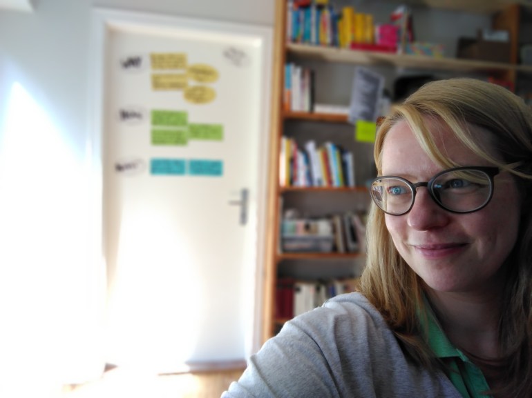 Here I am, in my new office in the new house